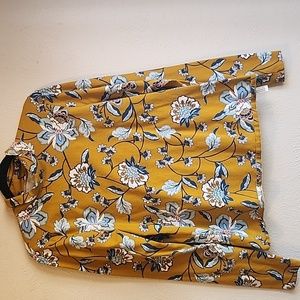 Anthropologie Mustard Floral Long Sleeve Tee